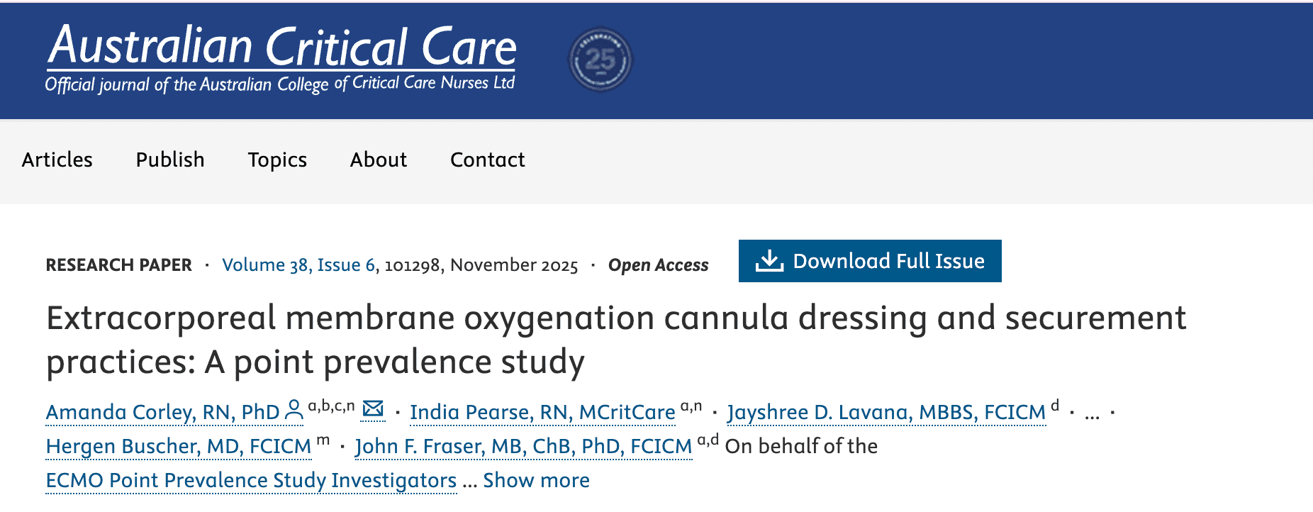 Securing ECMO Cannulae: Is It Time for Evidence-Based Guidelines? Securing ECMO Cannulae: Is It Time for Evidence-Based Guidelines?